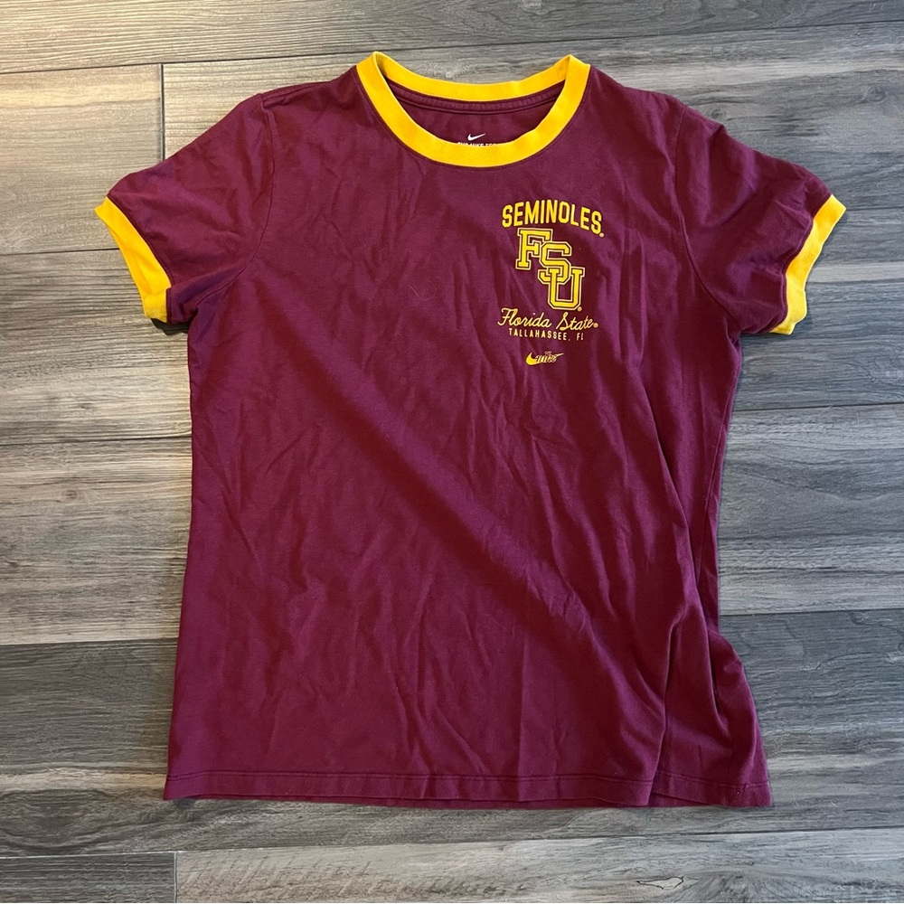 Burgundy and yellow Nike Florida State FSU Seminoles shirt